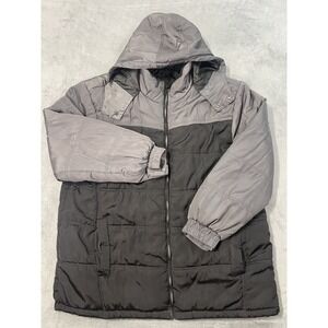 Nordic Track Jacket Mens 2XL Black Gray Puffer Hooded Winter Outdoor Ski Padded